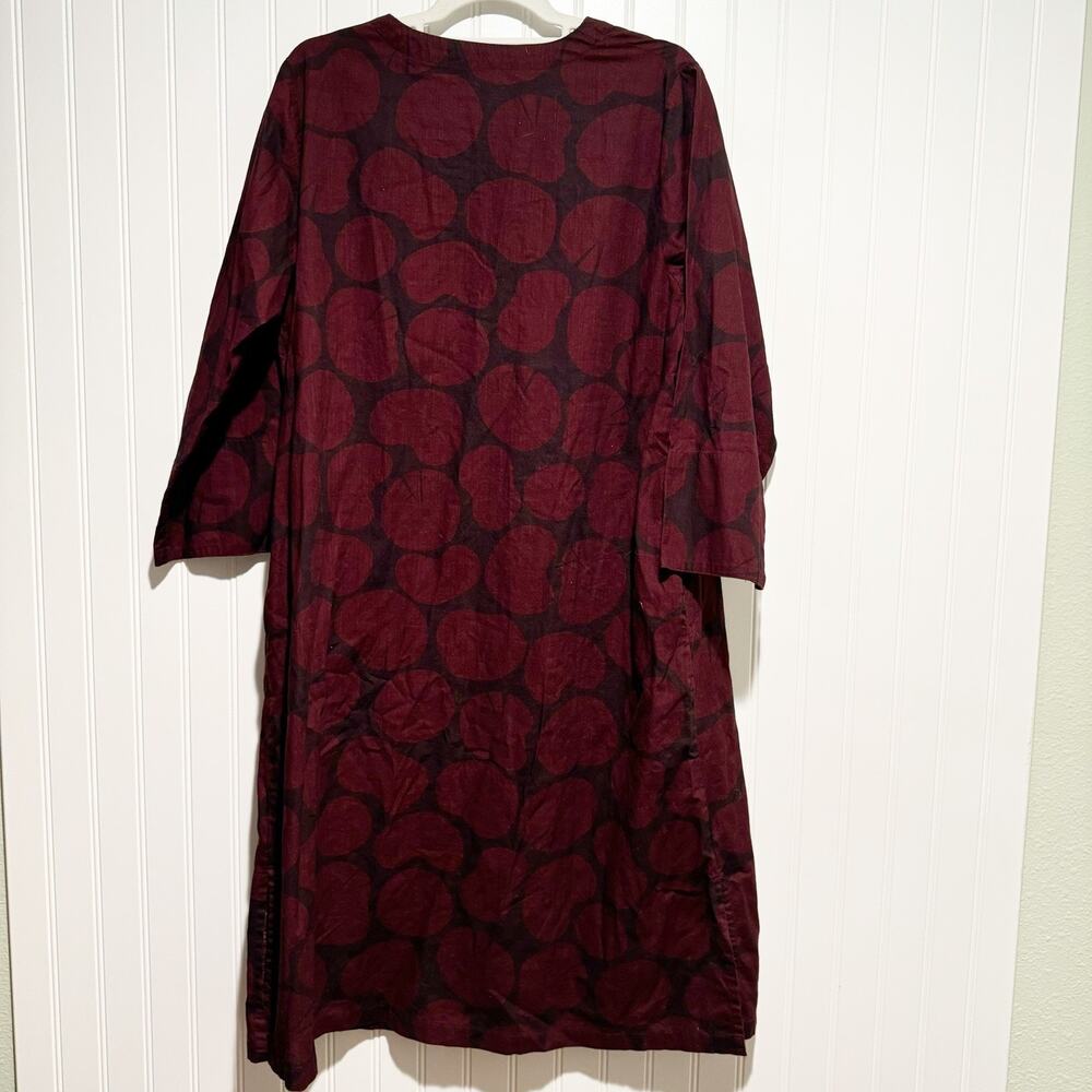 Gudrun Sjoden Geometric Circle Cotton Midi Dress Purple Maroon Size Medium - Picture 7 of 7